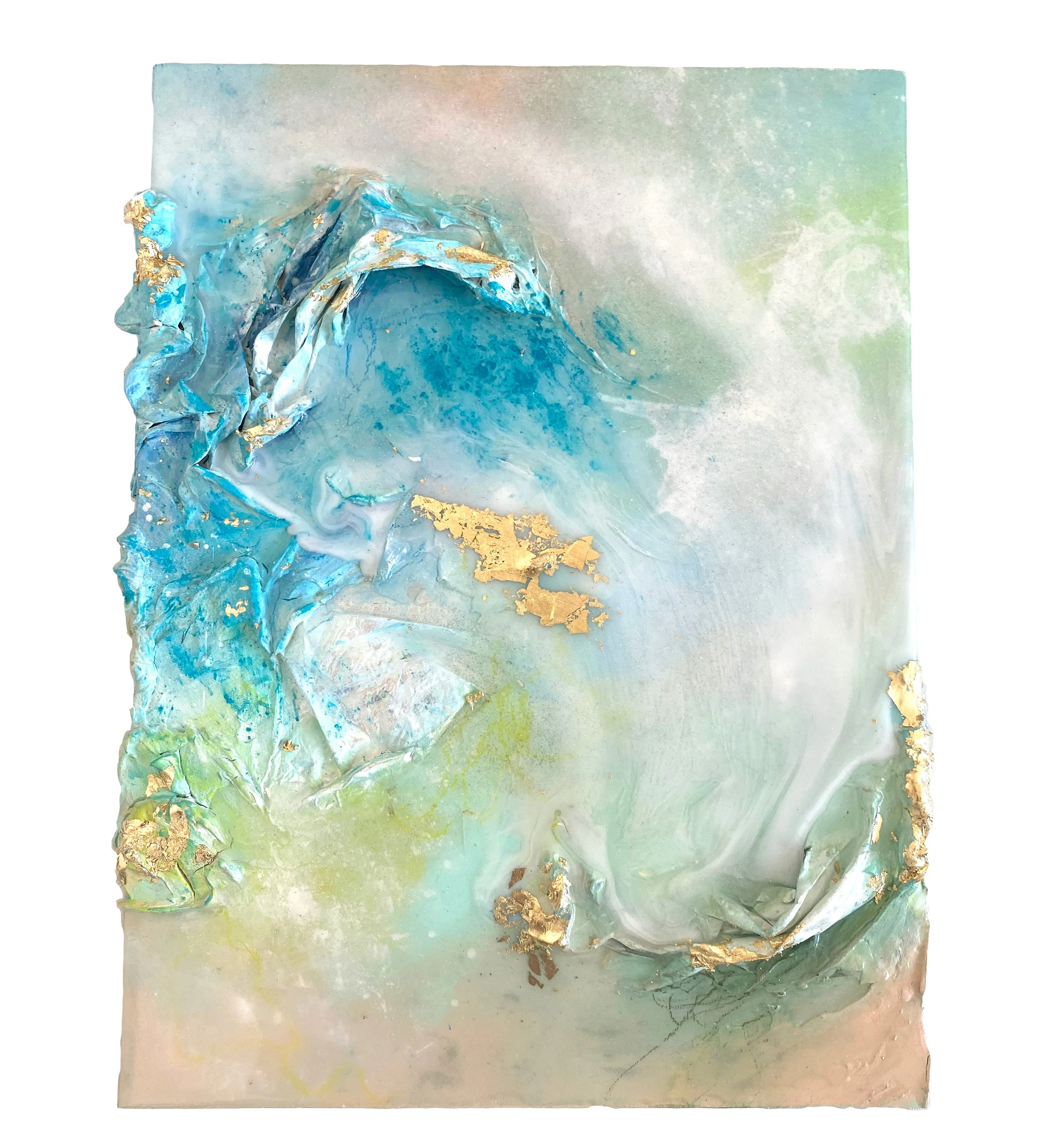 絵画「繁茂する草木と巨大な雲」F8・油彩画・原画・裏紐付き